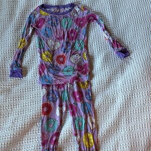 Little Sleepies Girls' Purple Donut Print Pajama Set